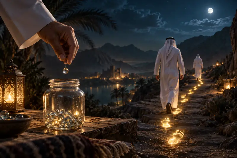 شخص يراقب حرفياً ماهراً ويدوّن ملاحظاته في دفتر صغير